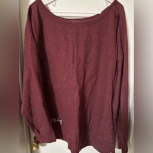 Maroon off the shoulder sweatshirt